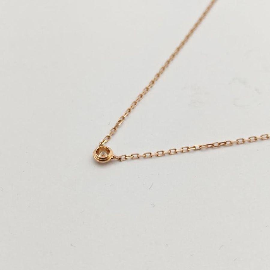 CARTIER CARTIERD'AMOUR單鑽9分小號款項鏈18K玫瑰金/鑽石-3