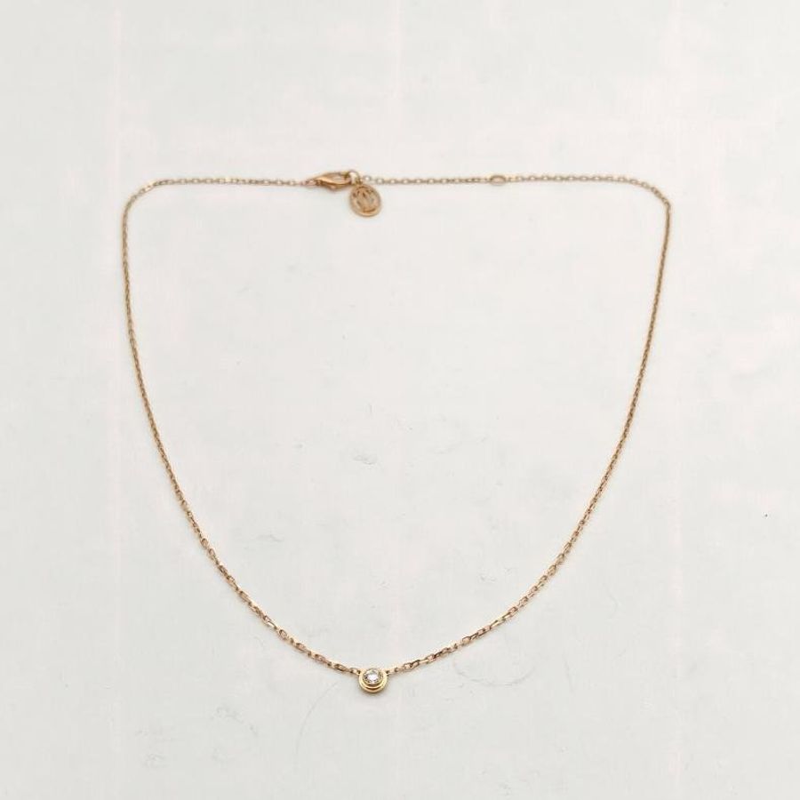 CARTIER CARTIERD'AMOUR單鑽9分小號款項鏈18K玫瑰金/鑽石-5
