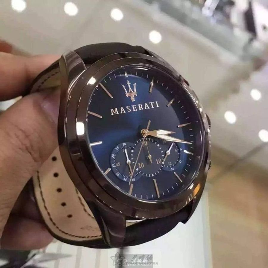 MASERATI手錶,編號R8871612008,46mm古銅色錶殼,咖啡色錶帶款-1