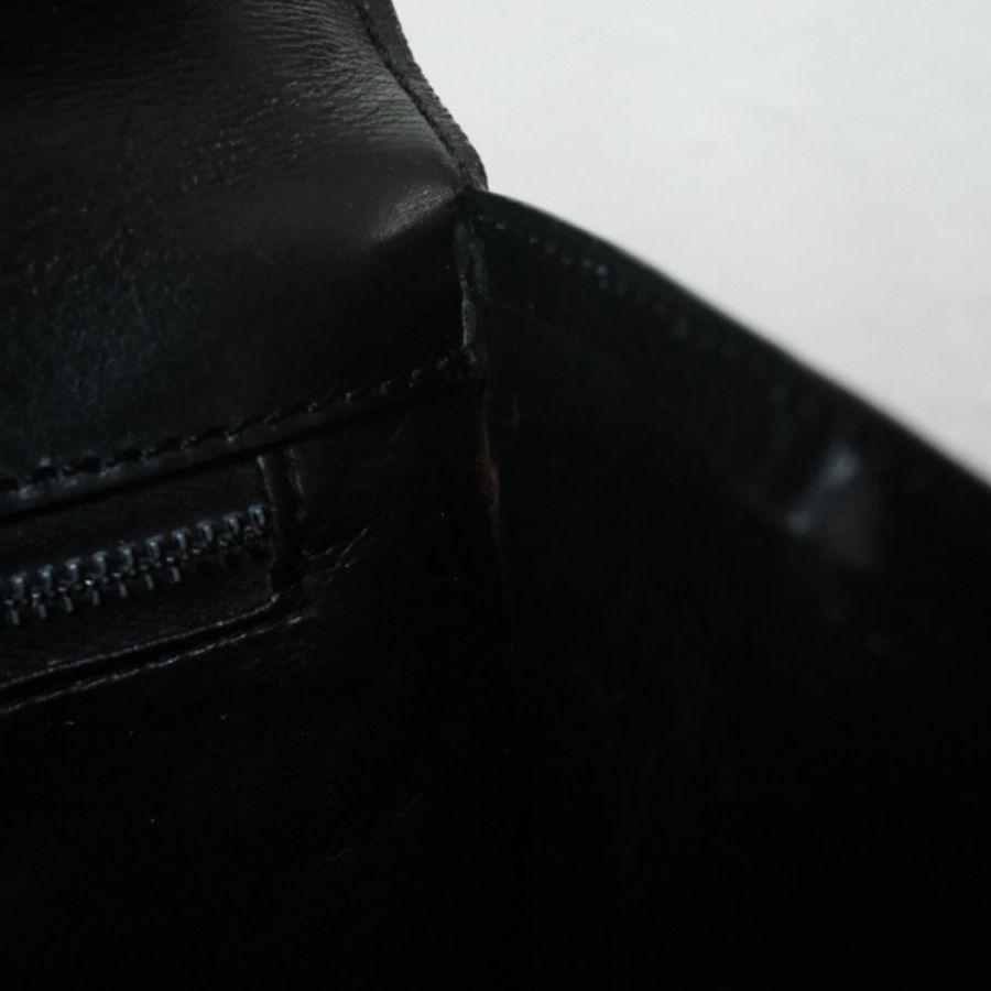 CELINE Vintage 1970s 思琳黑色平滑小牛皮 信封翻蓋雙層馬車包-10
