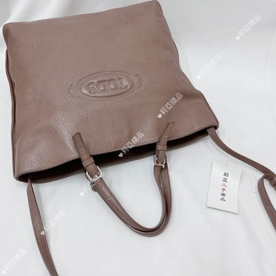 莉亞精品♡ Tod’s 牛皮藕紫手提肩背包 #二手美包-7