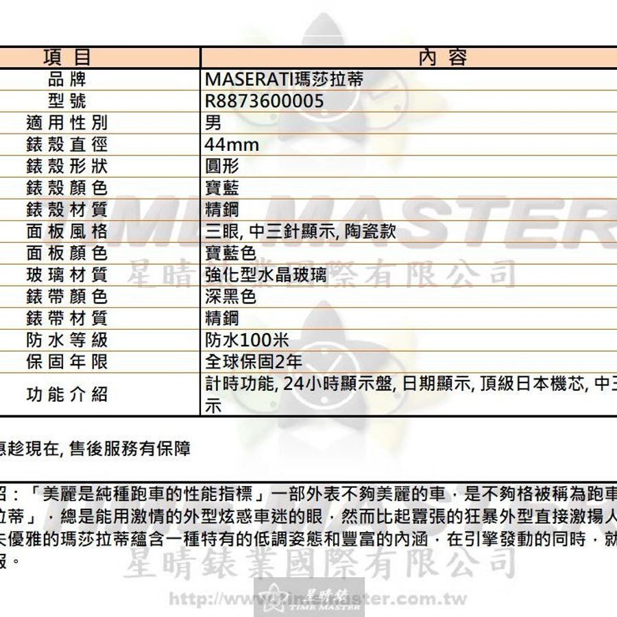 MASERATI手錶,編號R8873600005,44mm寶藍錶殼,深黑色錶帶款-11