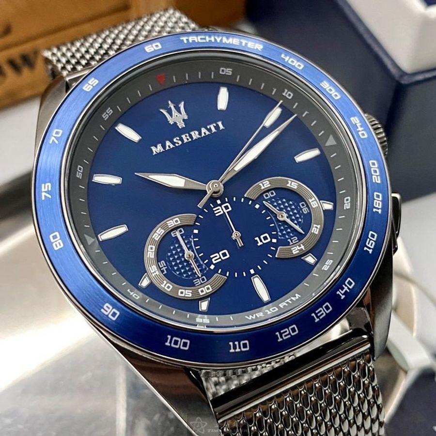 MASERATI手錶,編號R8873612009,46mm寶藍錶殼,槍灰錶帶款-2