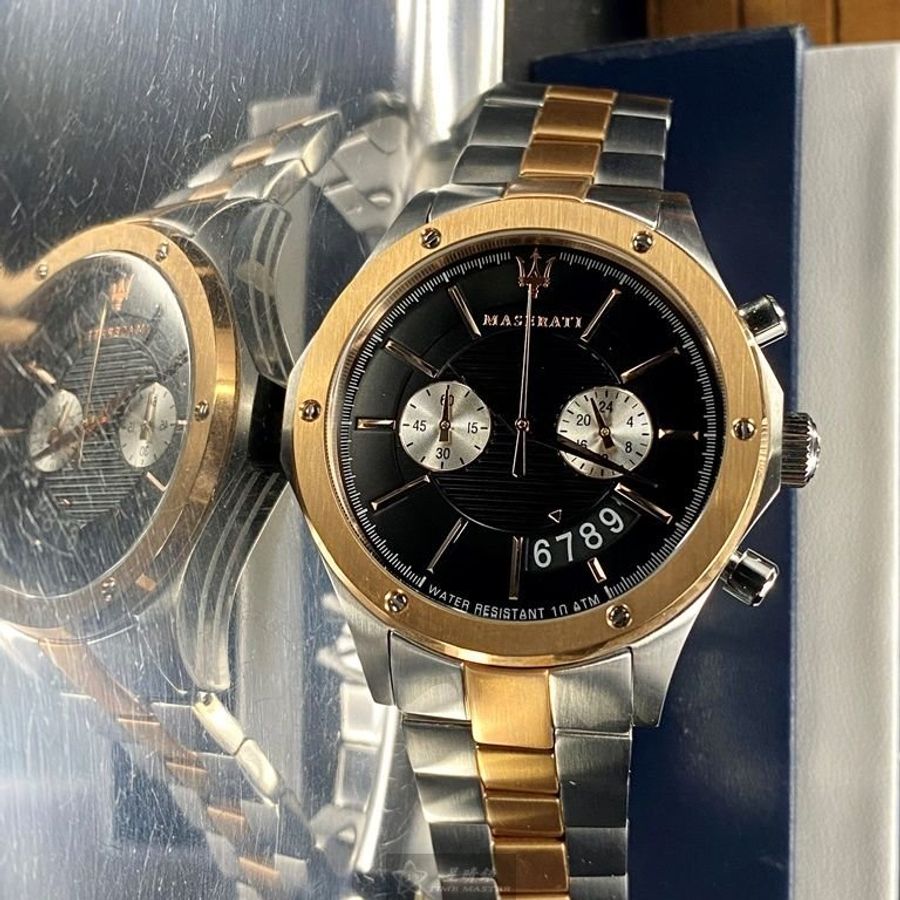 MASERATI手錶,編號R8873627004,46mm玫瑰金錶殼,金銀相間錶帶款-1