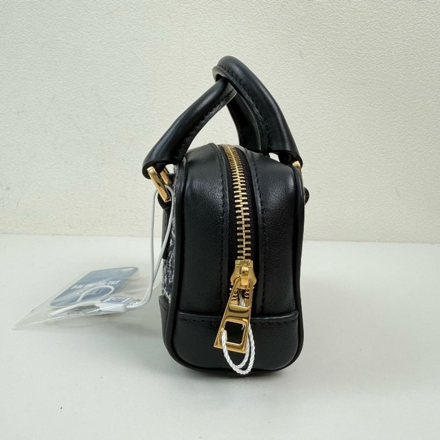 羅意威/LOEWE Amazona 藍色帆布老花絎縫斜挎包手提包 金扣 2021年附件:金色鏈條肩帶,塵袋,說明書-4