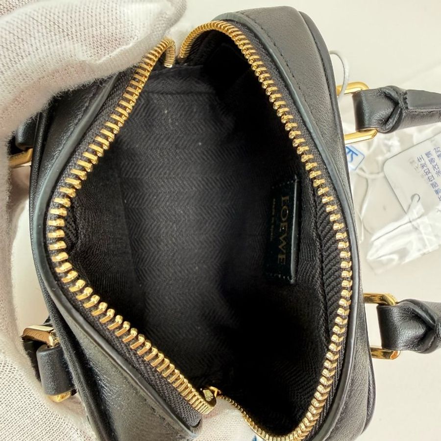 羅意威/LOEWE Amazona 藍色帆布老花絎縫斜挎包手提包 金扣 2021年附件:金色鏈條肩帶,塵袋,說明書-7