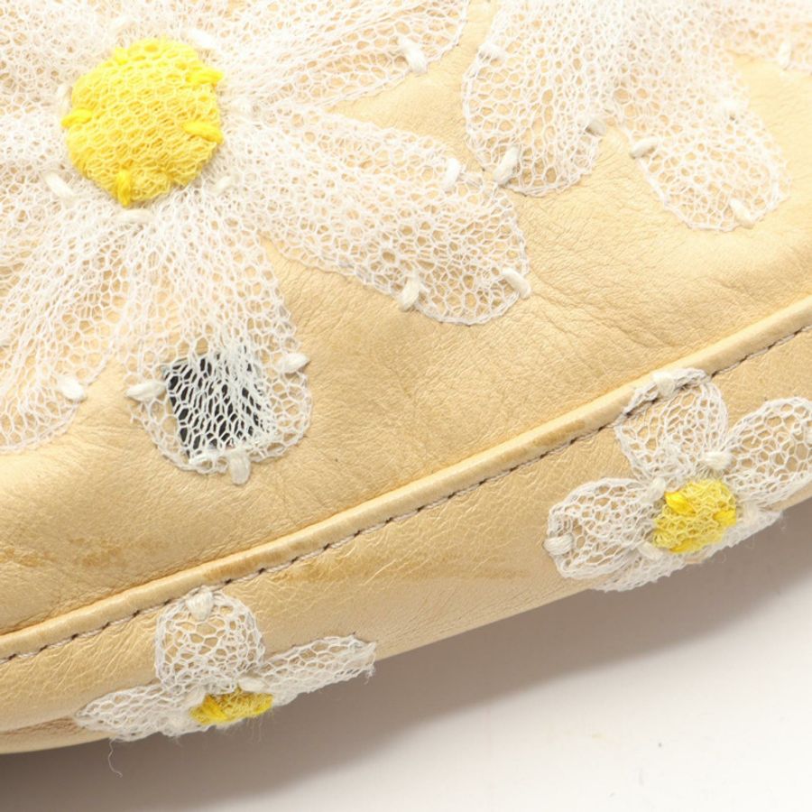FENDI Mamma 水桶包,花朵刺繡肩背包,米色皮革,二手女款-7