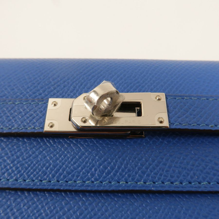 HERMES Epsom皮革Kelly Wallet長錢包Bleu Izmir-9