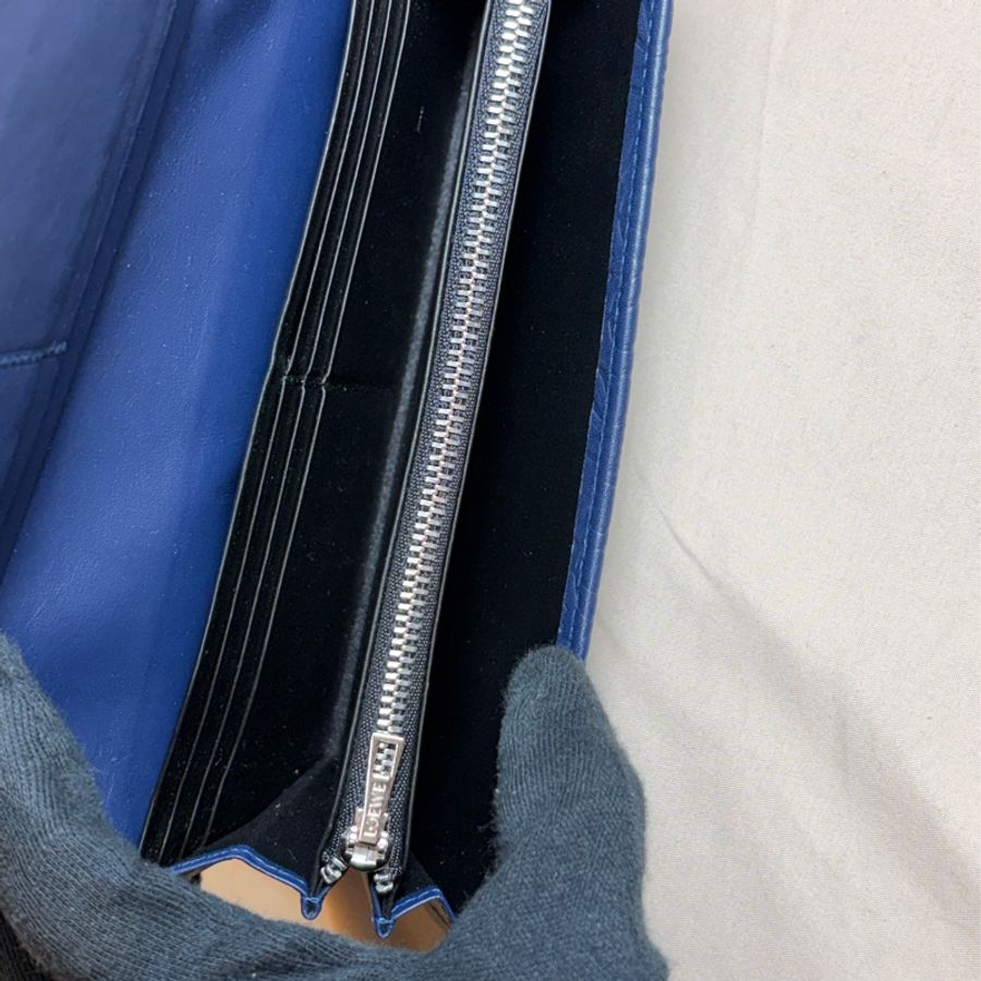 ✨經典不敗 Loewe 羅意威 老花深藍 翻蓋10卡長夾 長錢包-4