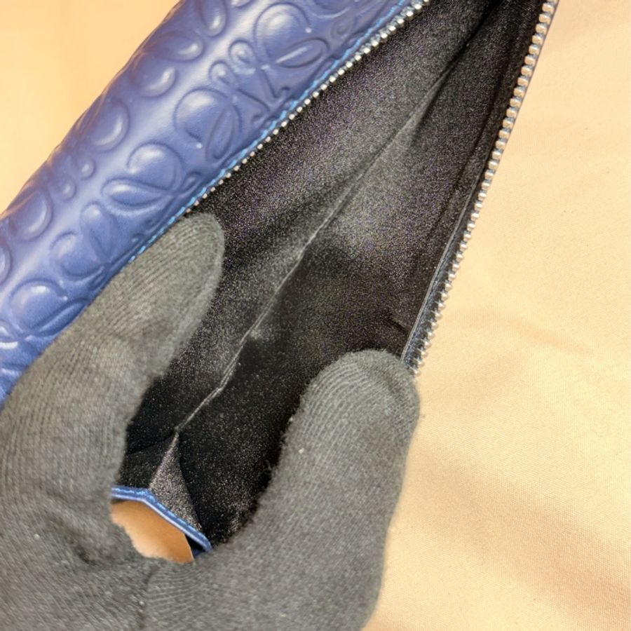 ✨經典不敗 Loewe 羅意威 老花深藍 翻蓋10卡長夾 長錢包-5