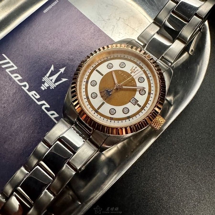 MASERATI手錶,編號R8853100502,32mm玫瑰金錶殼,銀色錶帶款-1