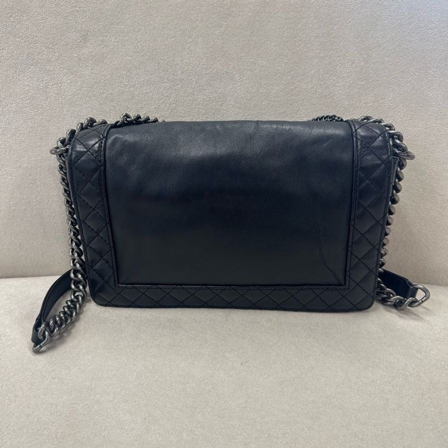 chanel 香奈兒 秀款限定Leboy 黑銀多鏈條包 牛皮-2