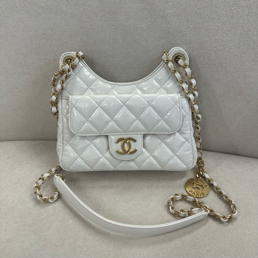 Chanel 香奈兒 白色 金扣 天貓精靈 嬉皮流浪包-0