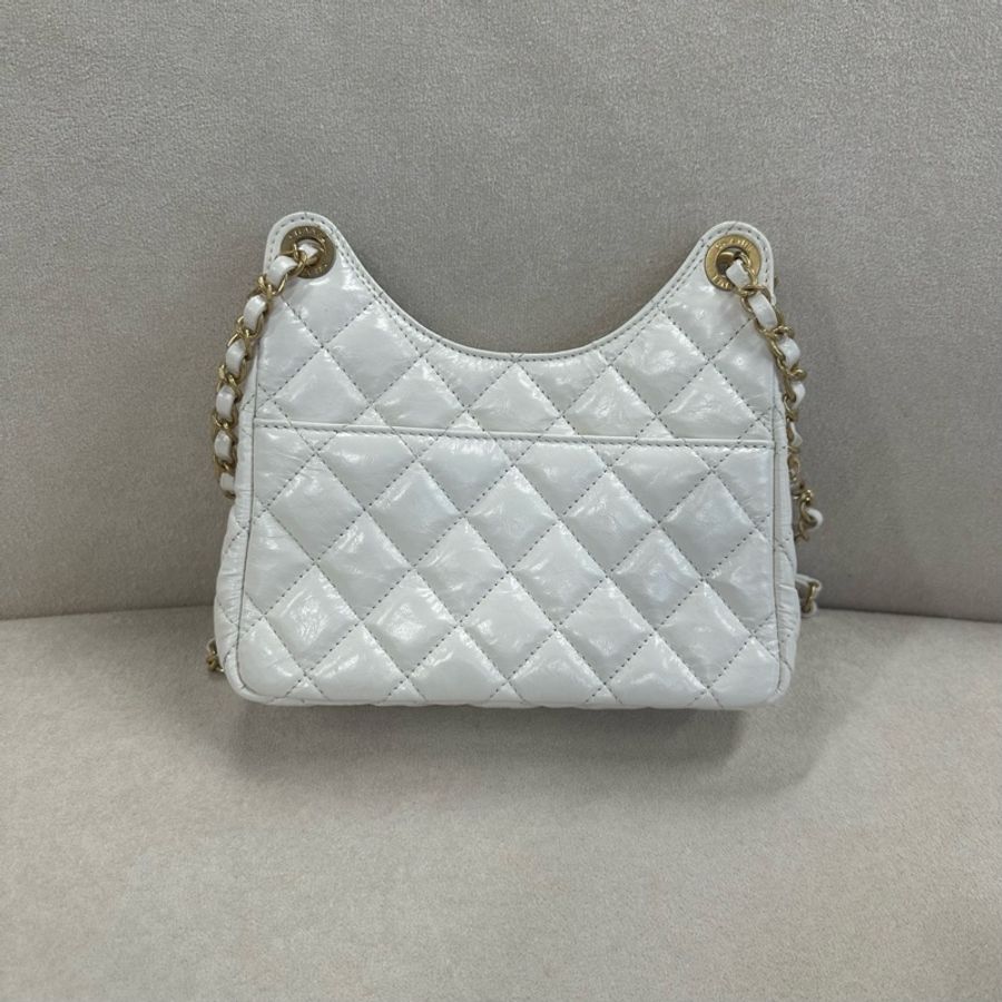 Chanel 香奈兒 白色 金扣 天貓精靈 嬉皮流浪包-2