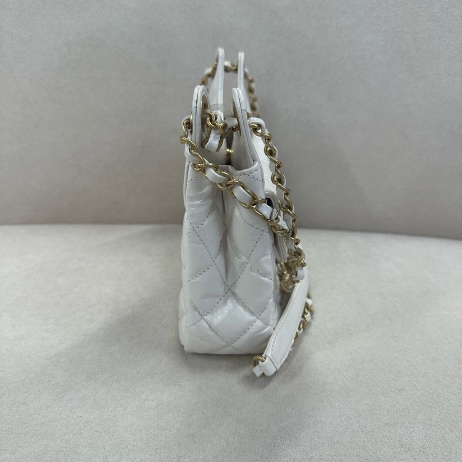 Chanel 香奈兒 白色 金扣 天貓精靈 嬉皮流浪包-10