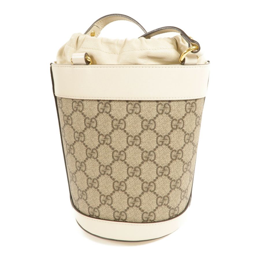 GUCCI 塗層帆布Horsebit 1955 Small Bucket Bag金扣肩背袋-1