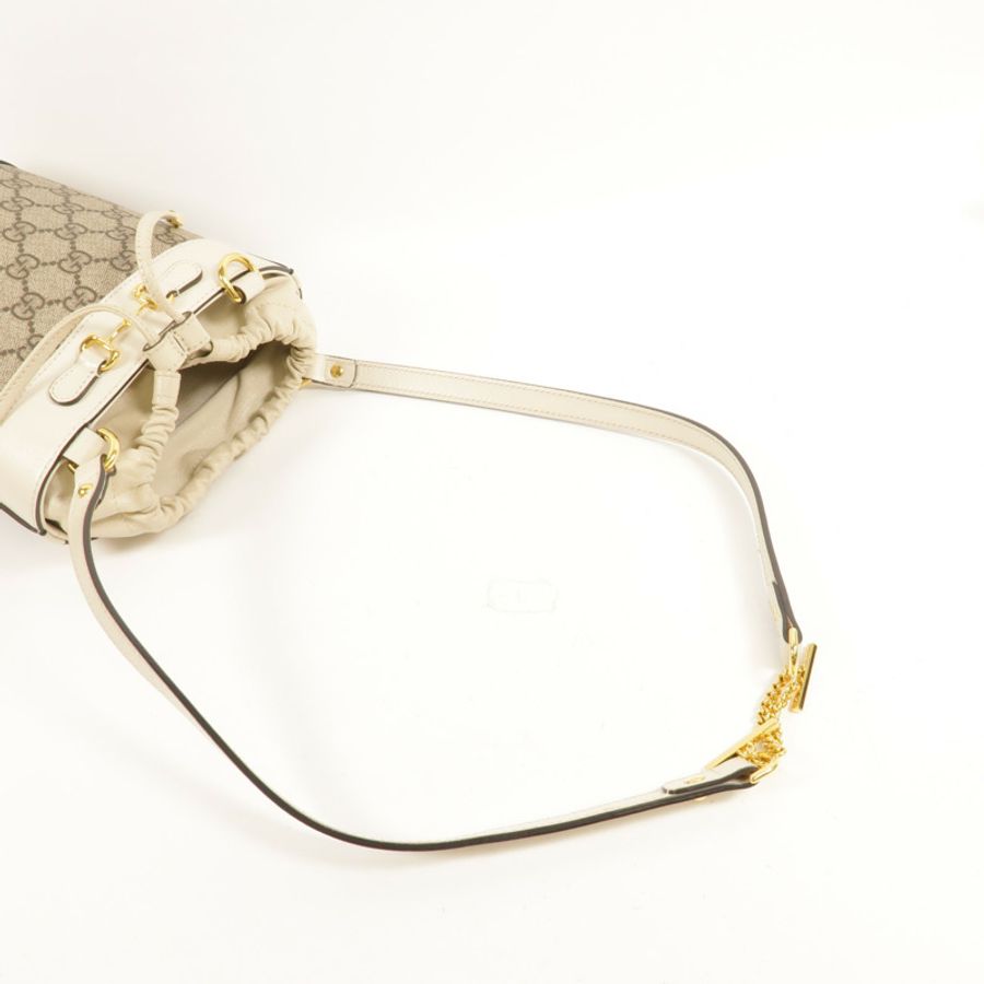 GUCCI 塗層帆布Horsebit 1955 Small Bucket Bag金扣肩背袋-5
