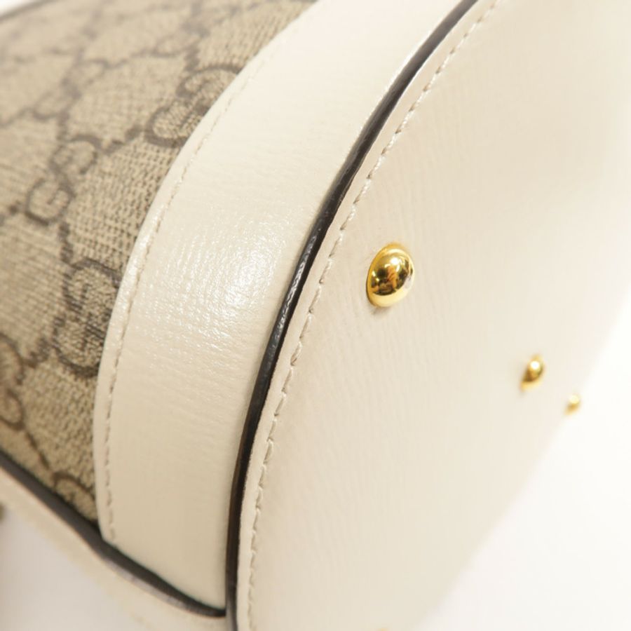 GUCCI 塗層帆布Horsebit 1955 Small Bucket Bag金扣肩背袋-13