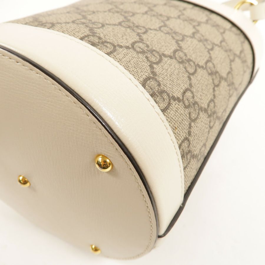 GUCCI 塗層帆布Horsebit 1955 Small Bucket Bag金扣肩背袋-14