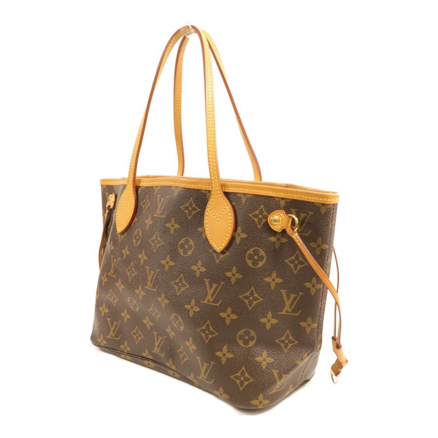 LOUIS VUITTON Monogram Neverfull PM金扣手挽袋棕色-2