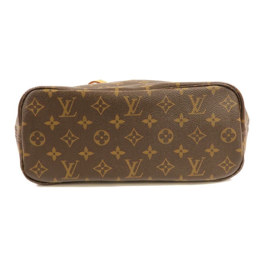 LOUIS VUITTON Monogram Neverfull PM金扣手挽袋棕色-3
