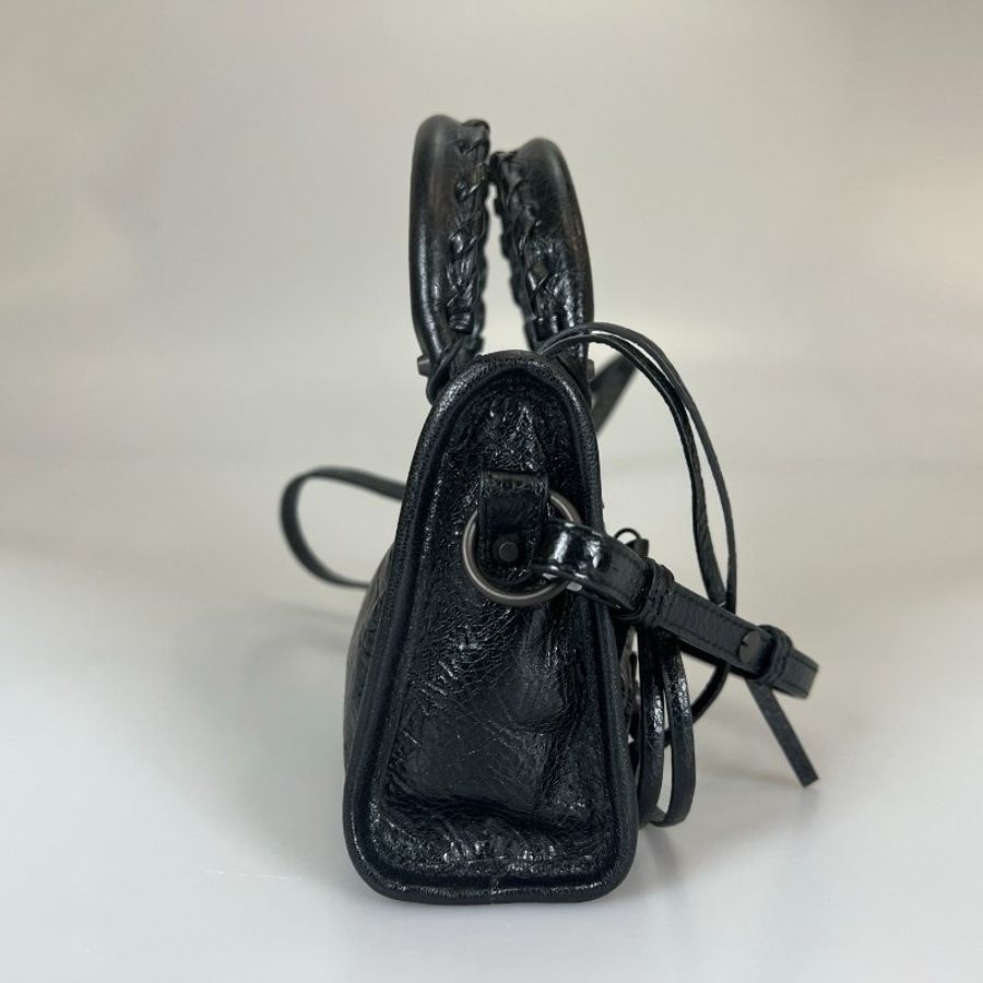 全新品BALENCIAGA 黑拉鍊手提斜背機車包 MINI-2