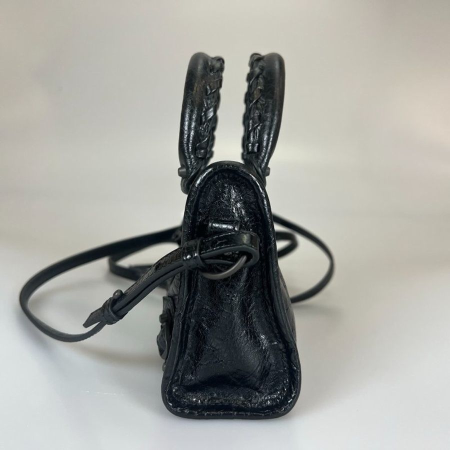 全新品BALENCIAGA 黑拉鍊手提斜背機車包 MINI-3