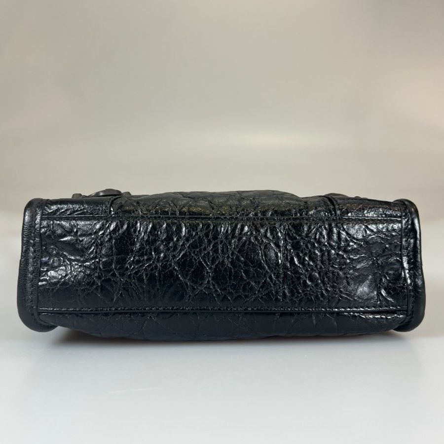 全新品BALENCIAGA 黑拉鍊手提斜背機車包 MINI-4