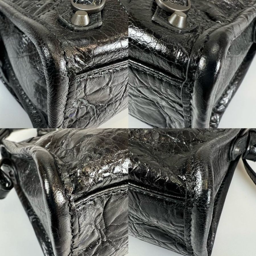 全新品BALENCIAGA 黑拉鍊手提斜背機車包 MINI-9