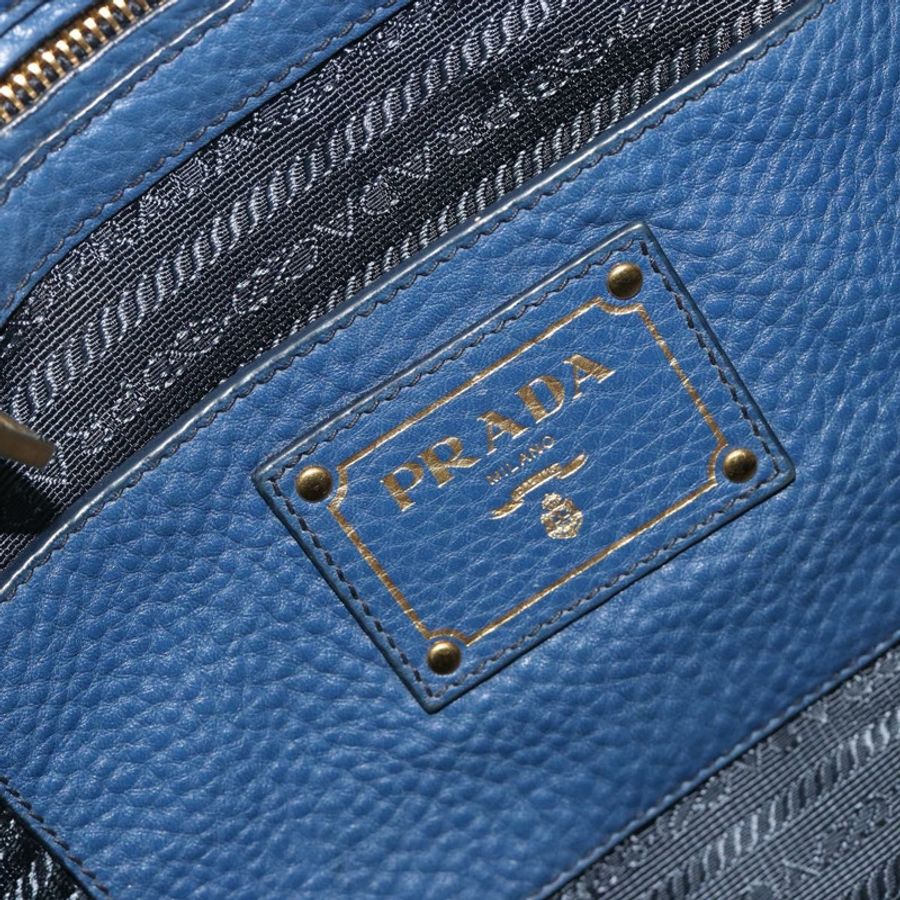 【日本直送】PRADA 手提包 皮革 兩用 藍色 金色色調 正品 195424V-20