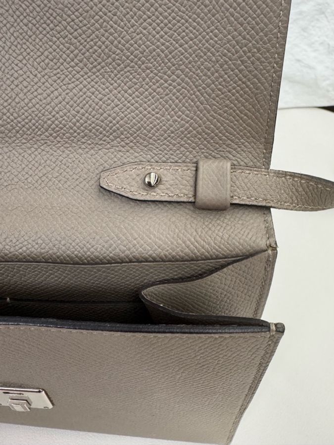 Hermes 愛馬仕 chic16 錫器灰 E皮 C刻 斜挎包-13