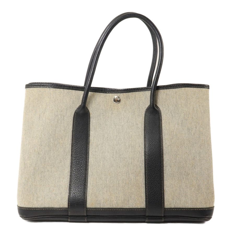 HERMES 帆布Garden Party PM手挽袋Noir-1