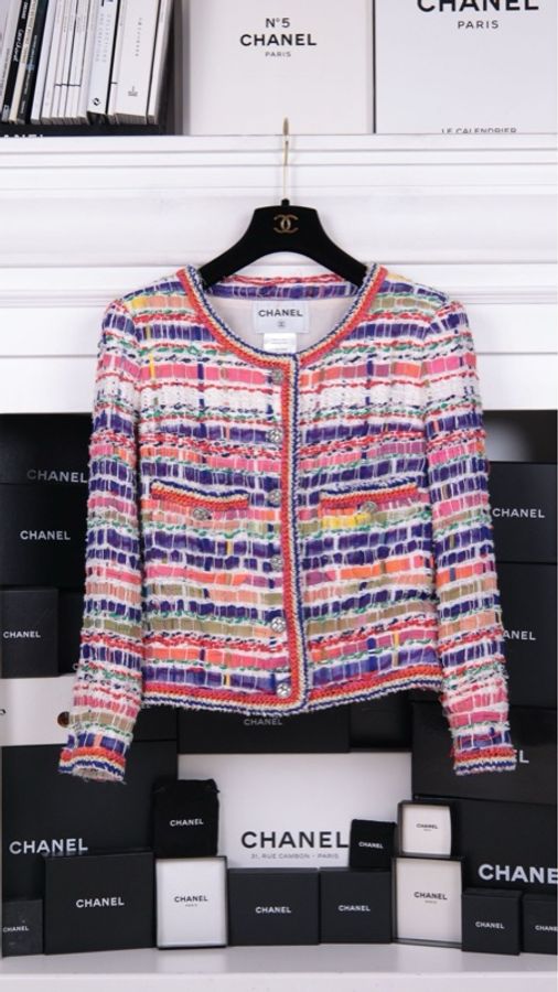 Chanel 15年女权系列秀款彩色马赛克编织圆领上衣外套-0