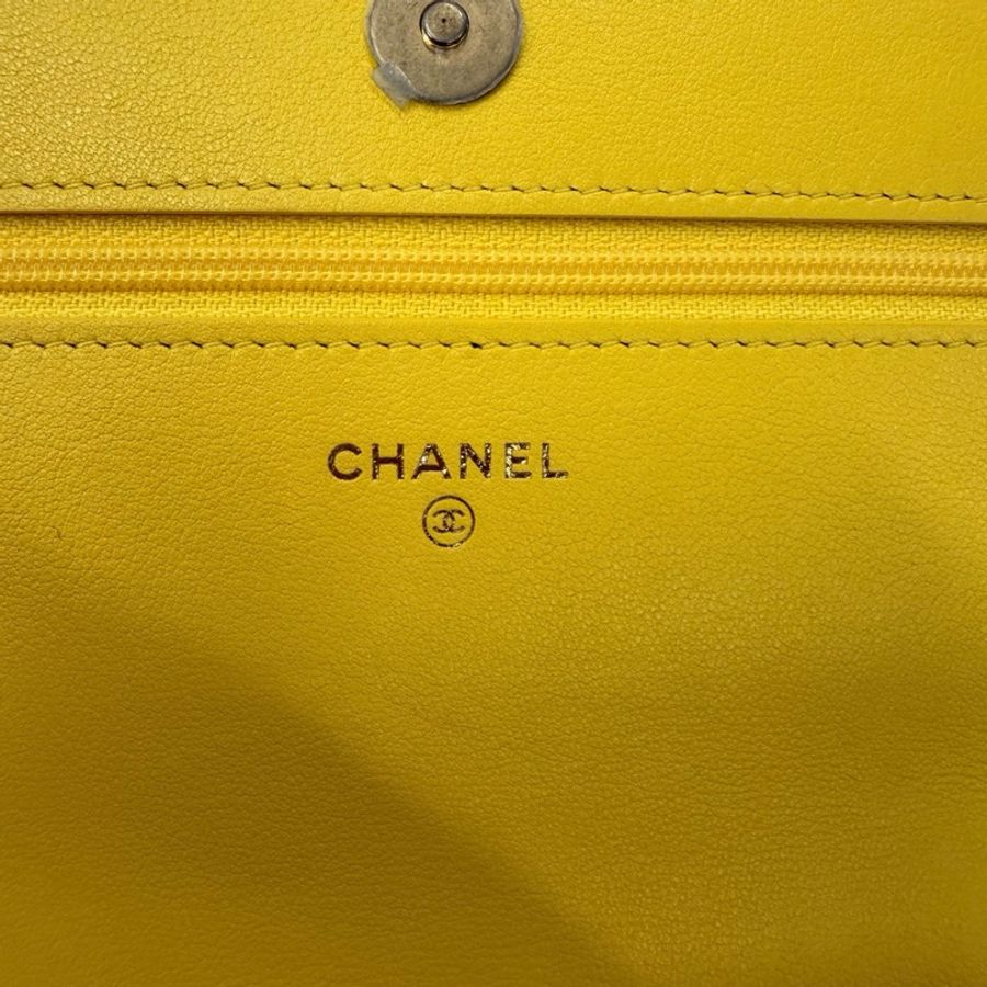 Chanel 香奈兒 19bagwoc 黃色金扣 羊皮 手提單肩斜挎包 芯片款-10