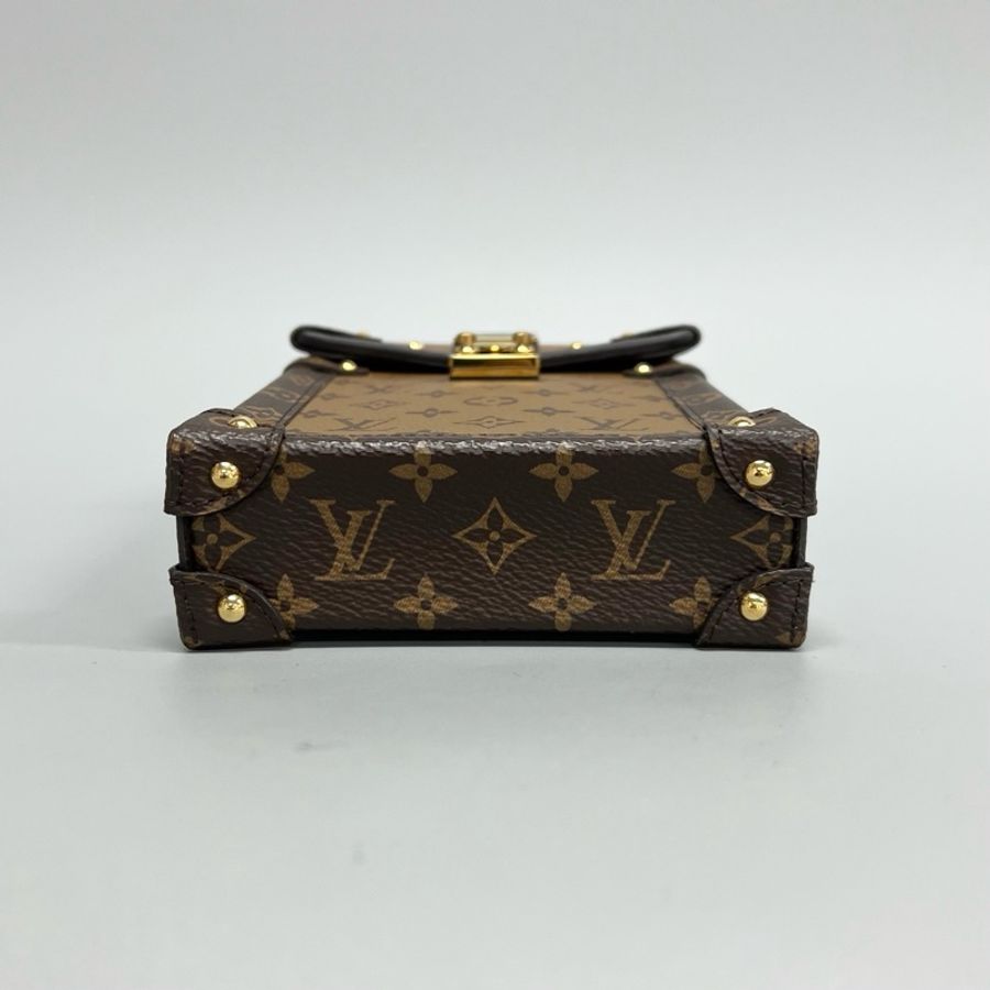 Louis Vuitton 路易威登trunk 老花拼焦糖硬盒子手機包 尺寸18×12cm 附件:肩帶 塵袋 盒子-2
