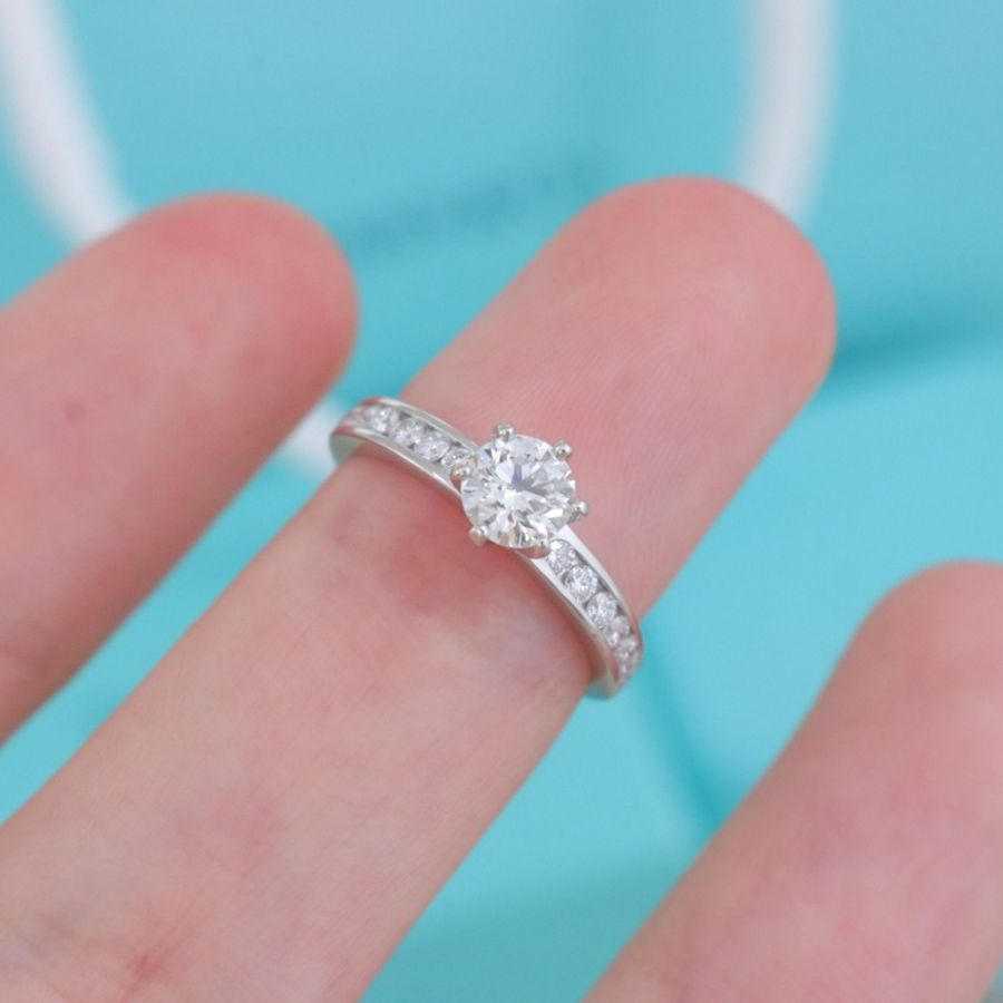 Tiffany帝芙尼 鑽戒,46.5碼 0.46克拉,F色,VS1淨度,配件紙袋盒子-2