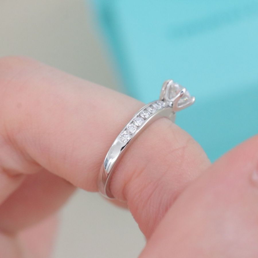 Tiffany帝芙尼 鑽戒,46.5碼 0.46克拉,F色,VS1淨度,配件紙袋盒子-3