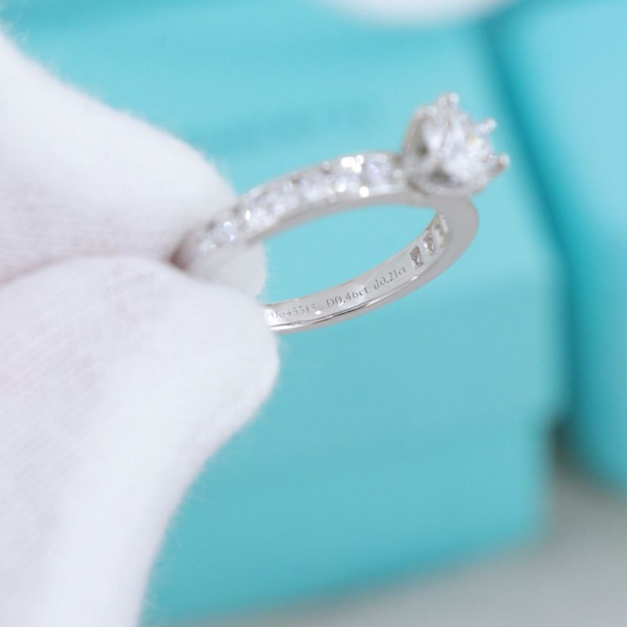 Tiffany帝芙尼 鑽戒,46.5碼 0.46克拉,F色,VS1淨度,配件紙袋盒子-8