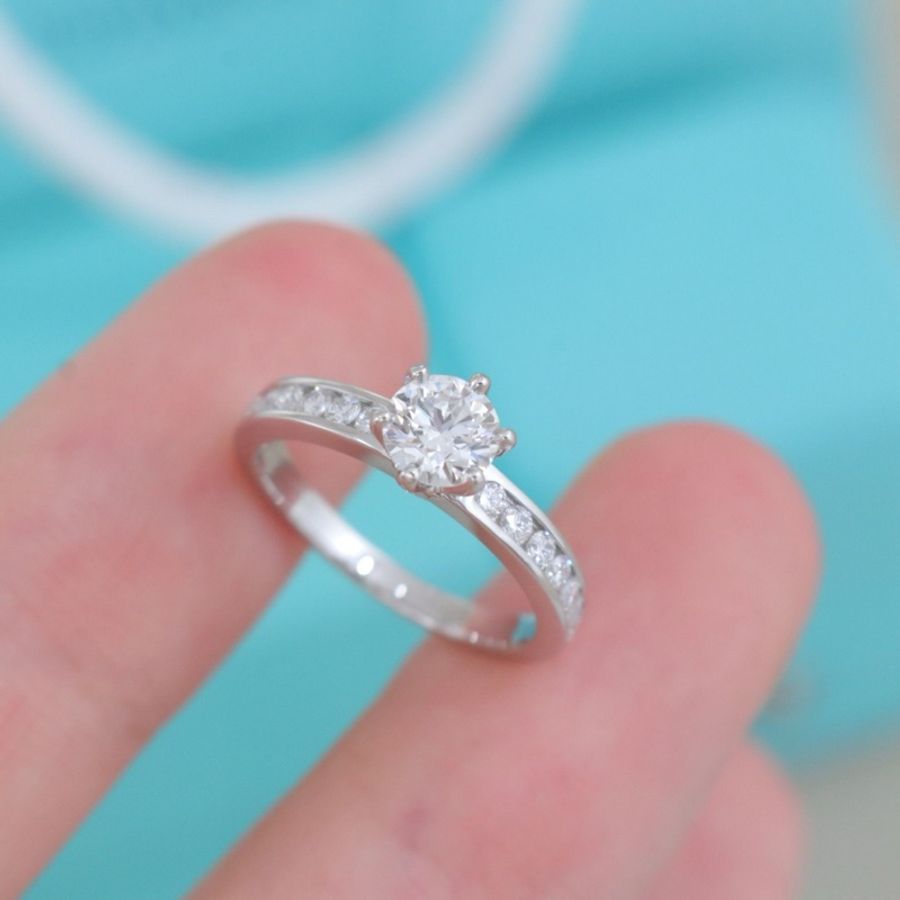 Tiffany帝芙尼 鑽戒,46.5碼 0.46克拉,F色,VS1淨度,配件紙袋盒子-9