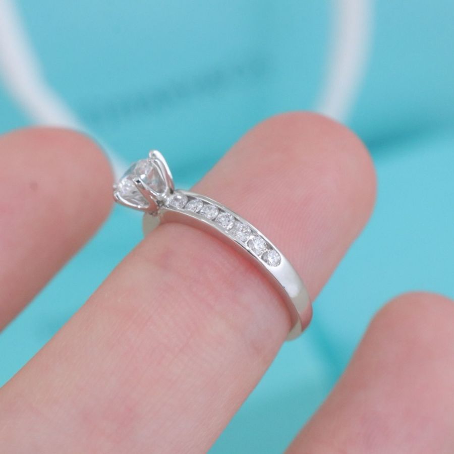 Tiffany帝芙尼 鑽戒,46.5碼 0.46克拉,F色,VS1淨度,配件紙袋盒子-14