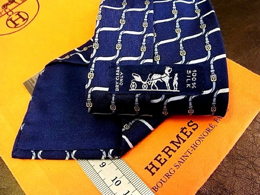 真品 Hermès 愛馬仕 絲綢領帶 法國製 100%Silk-3