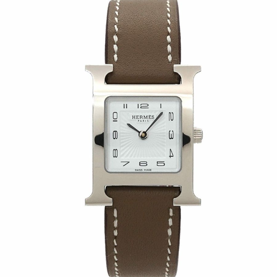 愛馬仕 H-Watch HH1 210 女士腕錶 白色灰色石英錶-0