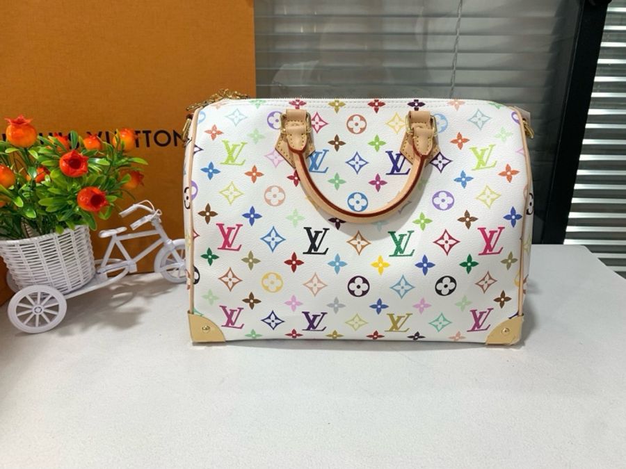 LV路易威登 speedy30白三彩,五金带膜-1