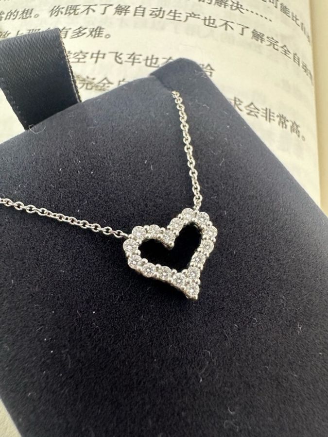 Tiffany蒂芙尼愛心滿鑽項鍊 18K白金 鑽石總重0.25ct-2