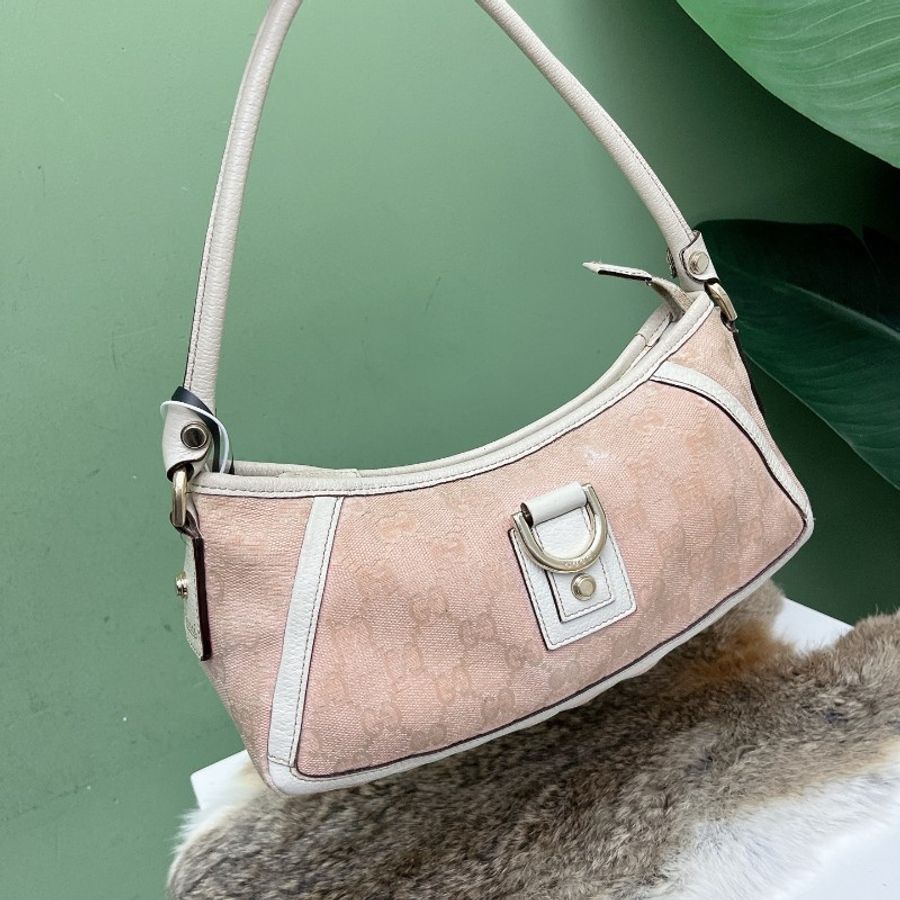 Gucci粉色D ring腋下包-2