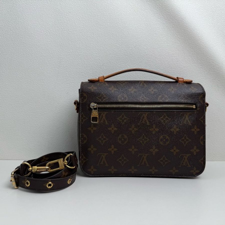 路易威登/Louis Vuitton Pochette Métis中號 棕色老花郵差包手提包斜挎包 金扣 2018年 編碼+芯片-1