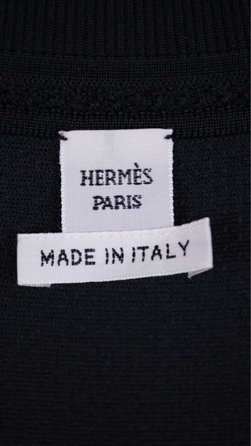Hermes黑白真丝花纹图案拼接针织马甲上衣外套-20