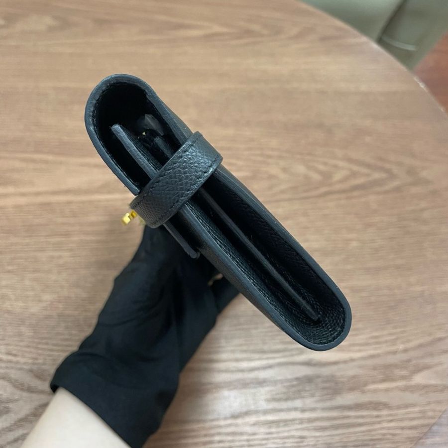 Hermes kelly錢包 Kelly long黑色金扣 epsom皮 Y刻-3