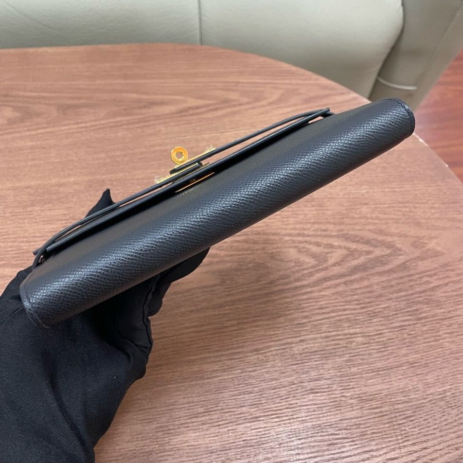 Hermes kelly錢包 Kelly long黑色金扣 epsom皮 Y刻-5