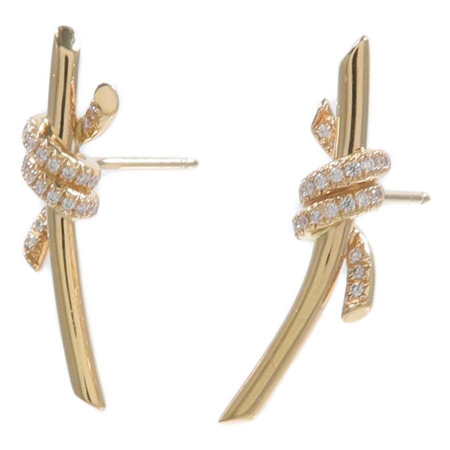 TIFFANY&CO 18K玫瑰金Knot Earrings鑽石耳環-1